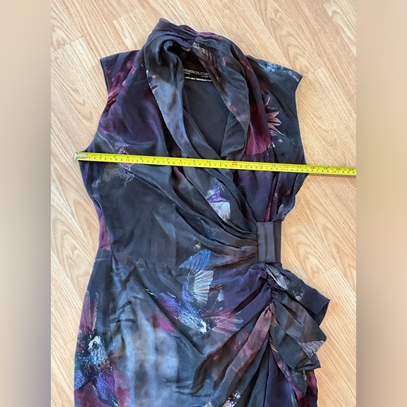 ALLSAINTS spitalfields Poisen dark bird print silk wrap dress - Picture 11 of 12